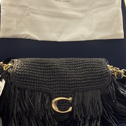 Coach Straw Tabby Shoulder Bag 26 Black *BRAND NEW*