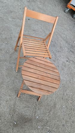 Small wood folding table and chair