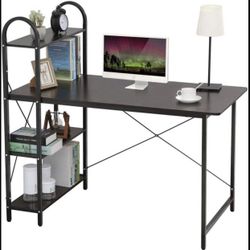 NEW! Computer Desk with Storage Shelves 47”, Reversible Table w/Adjustable Shelves