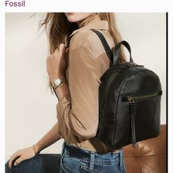 Brand new! Fossil Megan Backpack Black Leather Small 