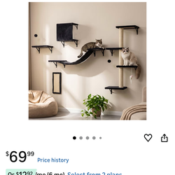 ANWA 5-in-1 Cat Wall Shelves with Scratching Posts & Cozy Condo, Space-Saving Cat Wall Furniture with Scratcher, Multi-Level Cat Wall Climber with Flo