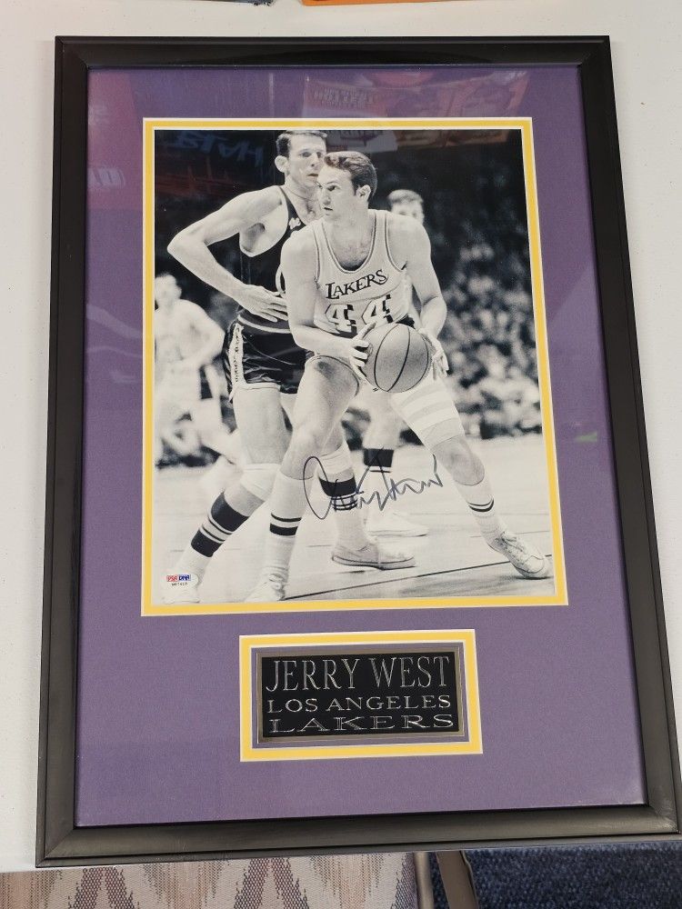 Jerry West Hand Signed Autographed & Framed Los Angeles Lakers Photo PSA/DNA COA