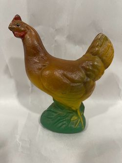 Vintage cast iron hen/rooster bank
