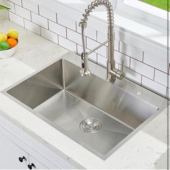 33x22 Inch Drop In Kitchen Sink, Stainless Steel Brushed Nickel kitchen Sink 013 $150