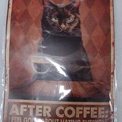 BRWH-B0BBBXXDTC  Funny Cat Coffee Metal Tin Sign Vintage Kitchen Signs Wall Decor Home Bar Cafe Decorations Art Poster 8x12 Inch,Before Coffee I Hate 