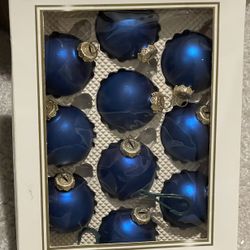  Vintage Holiday Memories Christmas Ornaments(10) Blue Colored In Original Box