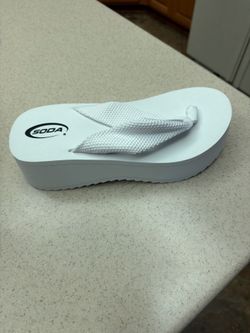 White soda wedge flip flops