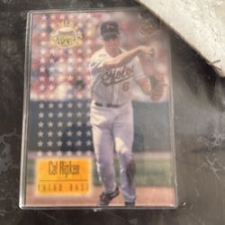 Cal Ripken & Lou Gehrig card on plaque