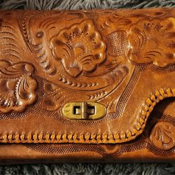 UNIQUE VINTAGE UNDERARM purse REVERSIBLE FLIP AROUND GENUINE LEATHER 