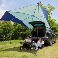 SUV Tailgate Tent with Awning Shade, Waterproof Car Camping Sun Shelter, Portable Canopy for Camper and Trailer, Sun Shade for Camping, Park, Beach, O