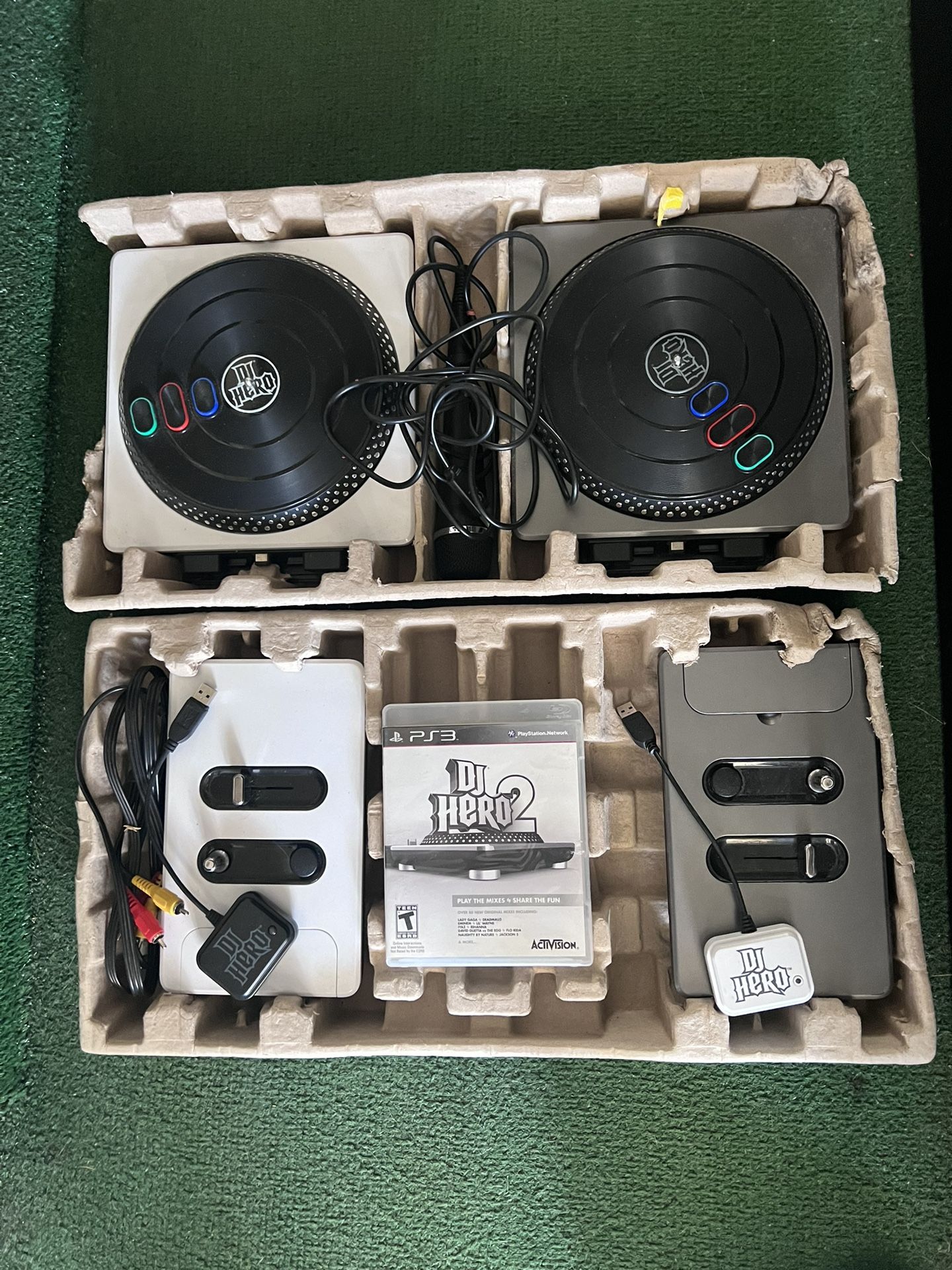 DJ Hero And DJ Hero 2 PS3 Bundle - 2 Turntables, 1Game, And 2 Dongles