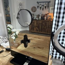 Riki Tall Vanity Mirror & LED Ring Light with Stand