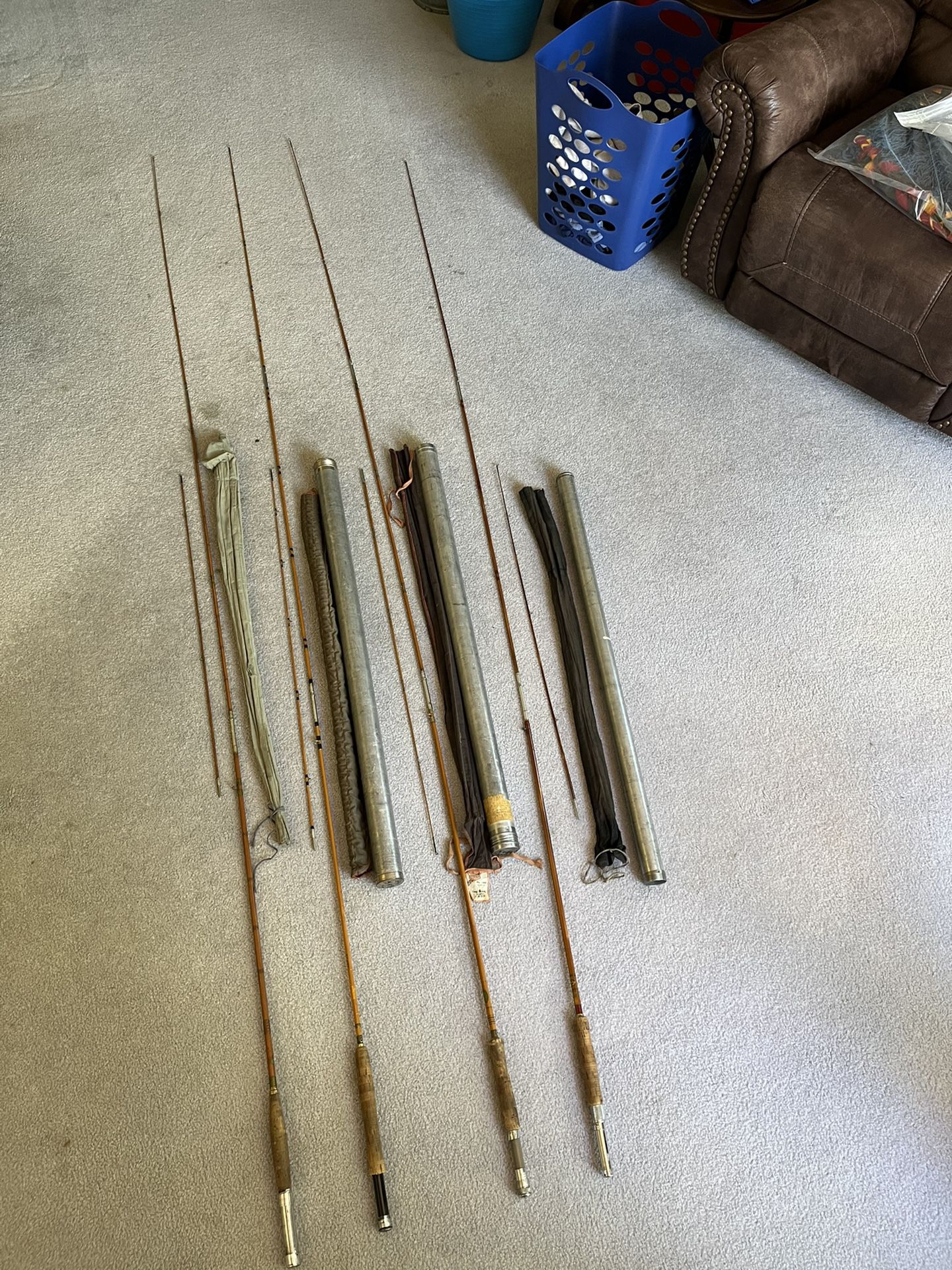 4- Vintage Fly Rods, 9’ Wooden