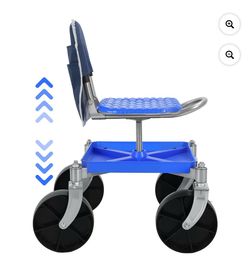 Rolling Gardening Seat with Wheels, Height Adjustable Garden Work Seat Heavy Duty NEW
