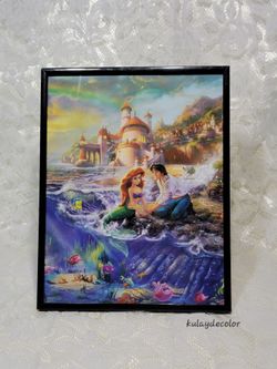 Framed Disney The Little Mermaid Calendar Print Wall Art Ariel Eric Underwater Ocean Scene