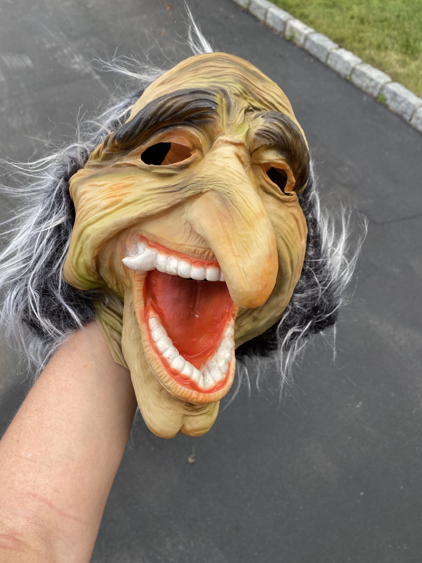 Big Nose Scary Fanged Goblin Troll Halloween Mask Horror