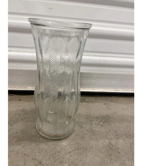 Wide Vintage Crystal Glass Vase