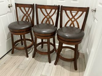 3 brown stools 24 inch height seat