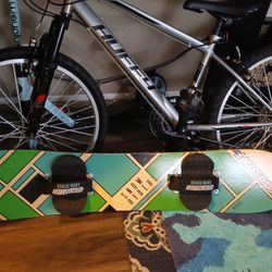 huffy bike, scooter, snowboard 