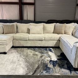Customer Appreciation Week! Brand New Artisan 3pc Fluffy Cream XL LAF Sectional! 🔥(TAX INCLUDED)