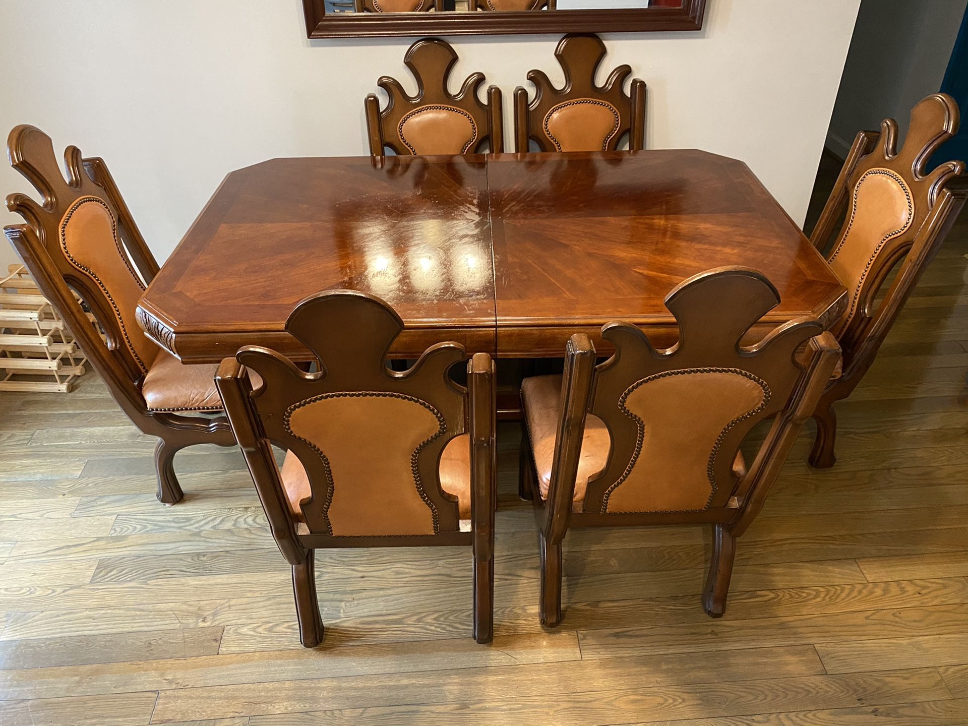 Dinning table and antique chairs