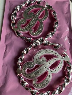 Sterling Silver Twisties b Initial 