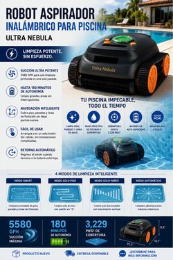 Cordless Robotic Pool Cleaner | Wall & Floor Cleaning | Brand New