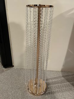 Tall Gold Crystal Centerpieces. 34” high.