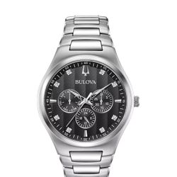 Bulova Men's Chronograph Quartz Stainless Steel Date Indicator Watch 42MM 96D143