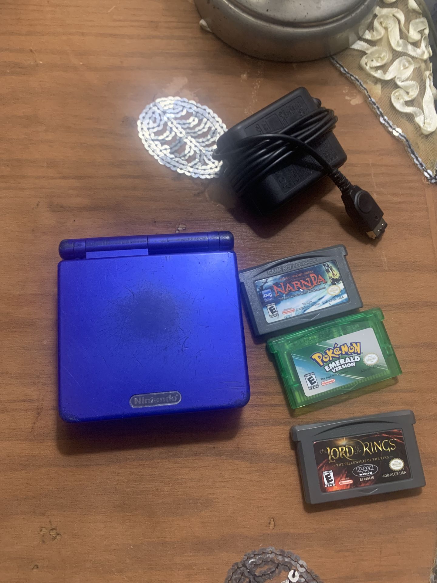 Nintendo Game Boy Advance SP Bundle - Blue Console, Charger + 3 Games (Read Desc.)