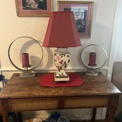 Wood Table And Lamp 