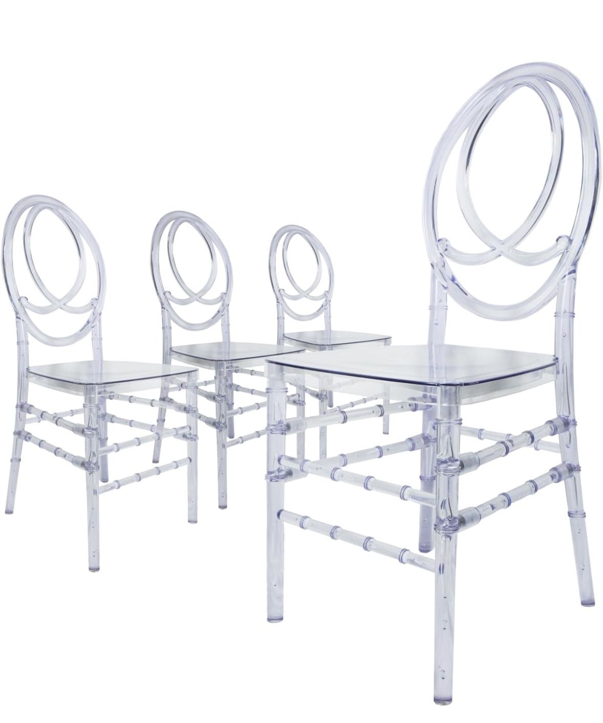 Set of 4 Acrylic Stacking Chairs, Clear Dining Chairs, Transparent Elegant Party Event Wedding Chairs, G34