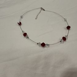 Vintage Crystal /Sterling Silver Beads Necklace 