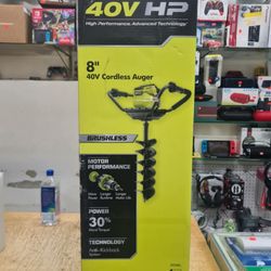 RYOBI - 40V HP Brushless Cordless Earth Auger with 8 in. Bit with 6.0 Ah Battery and Charger