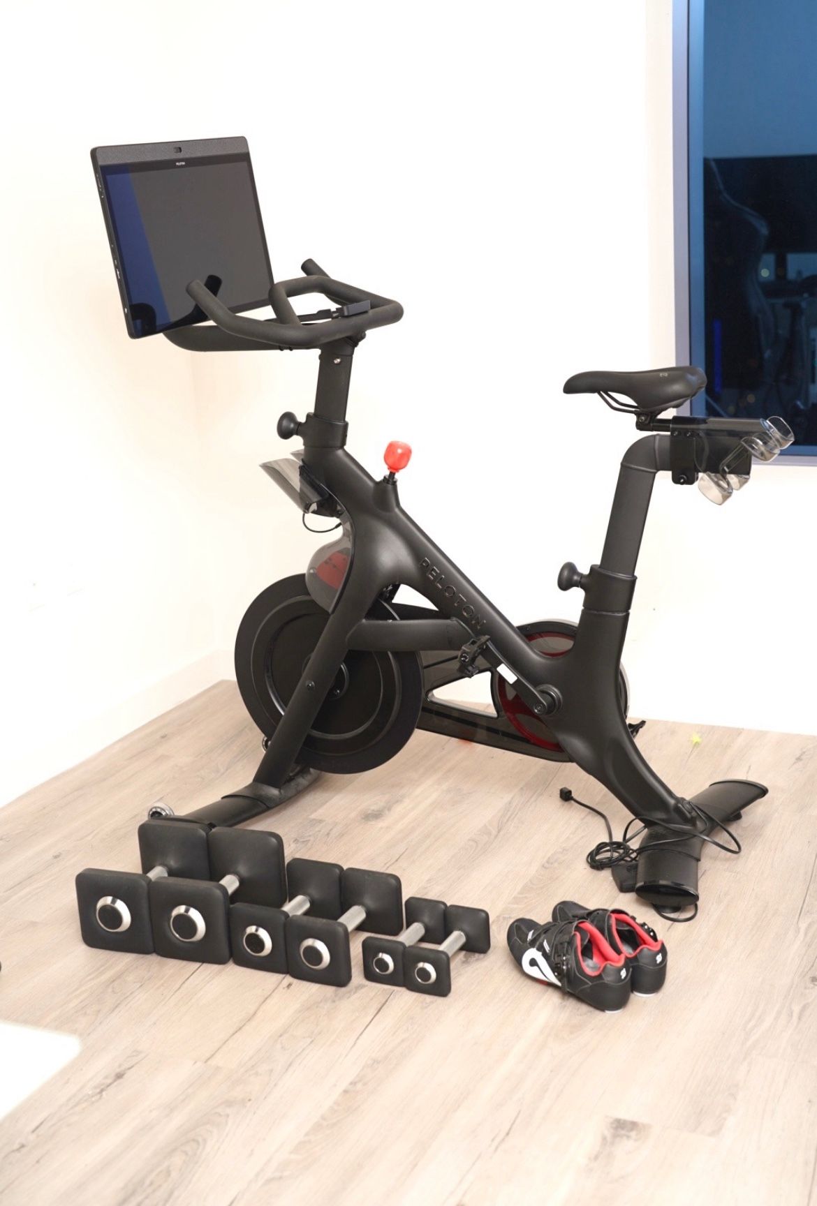 Peloton + Bike W/ Weights And Rotating Screen