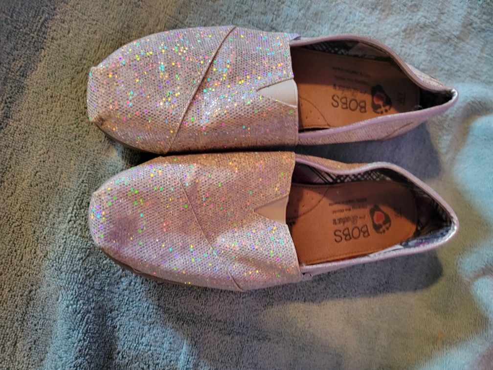 Women's Silver Glitter BOBS, by SKECHER..SIZE 7