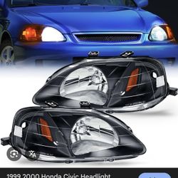 Clear Fits Honda Civic EK EJ LX EX SI Headlights Headlamps Pair 99-00