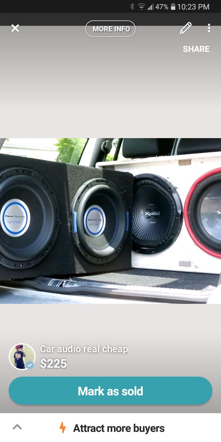 2 sets of 12s an a 12 inch single subwoofer for trade or for sale
