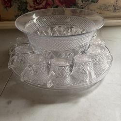 Vintage 12 Piece Glass Punch Bowl Set