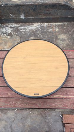 Round Wood-Look Table Top with Black Edge