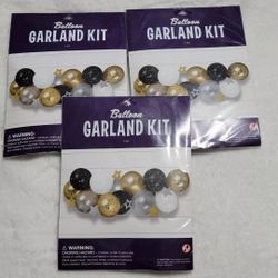 Lot Of 4  Black Gold Confetti Garland Balloons Kit 12 Inch  Balloons 