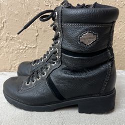 Harley Davidson Boots Women's Black Leather Riding Biker High Top Zip Size 8,5