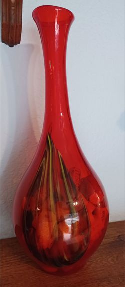 #1633, Ruby Red Fluted Art Vase.