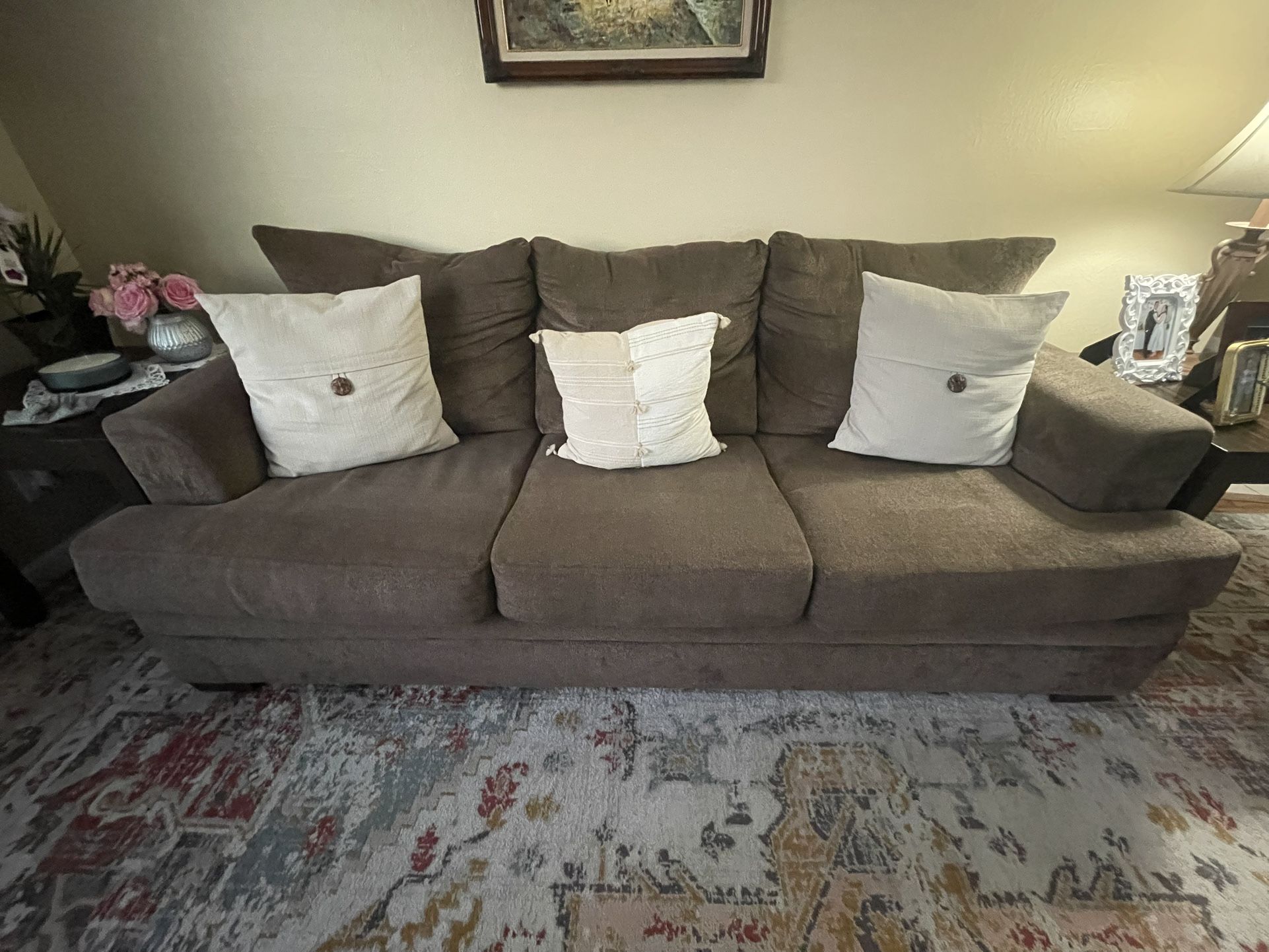 Sofa With Queen sized Sleeper And Accent Chair