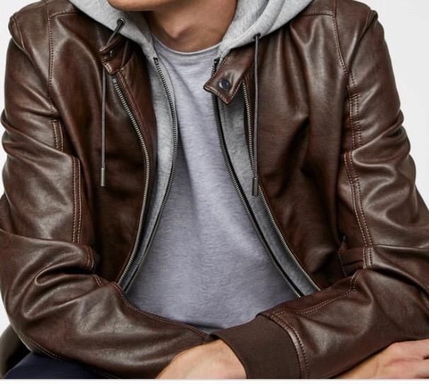 ZARA Contraating Faux Leather Jacket Size M