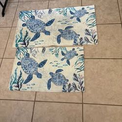 Set of 2 Sea Turtle Kitchen or Bathroom Accent Rugs