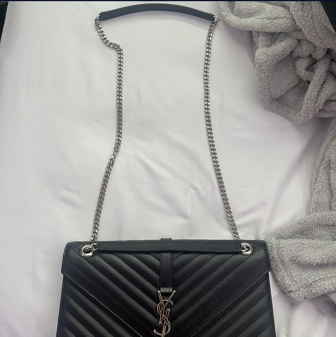 Saint Laurent YSL Cassandre Matelassé Envelope Chain Wallet In Grain De  Poudre Embossed Leather for Sale in Miami, FL - OfferUp