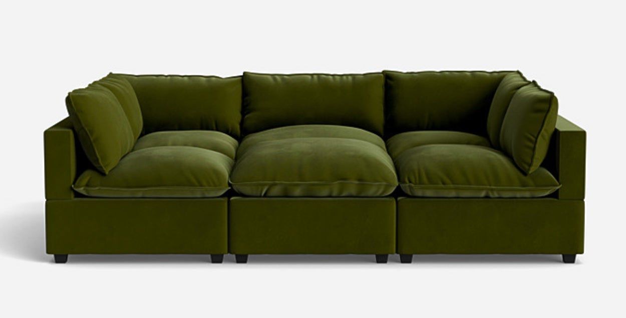 Albany Park Kova Pit 6 Piece Sectional Sofa Olive Velvet