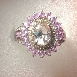 Morganite with Pink Sapphire and Diamonds Ring