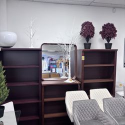 New  In Box 68.4"x30.7"x12.8" Cherry Wooden 5 Tier Bookcase Book Shelves $55